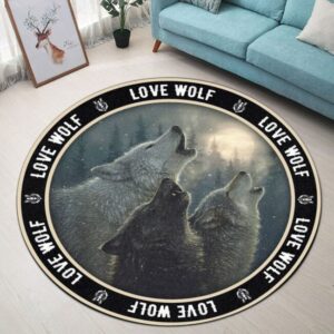 Love Wolf Round Carpet Rug – Round Rugs RG712